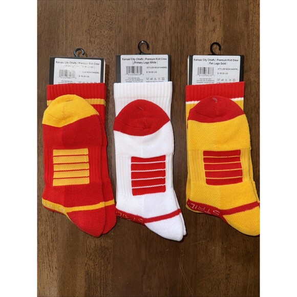 Strideline Kansas City Chiefs Socks Lot of 3 Pairs NFL Licensed Crew M/L New - Picture 6 of 10
